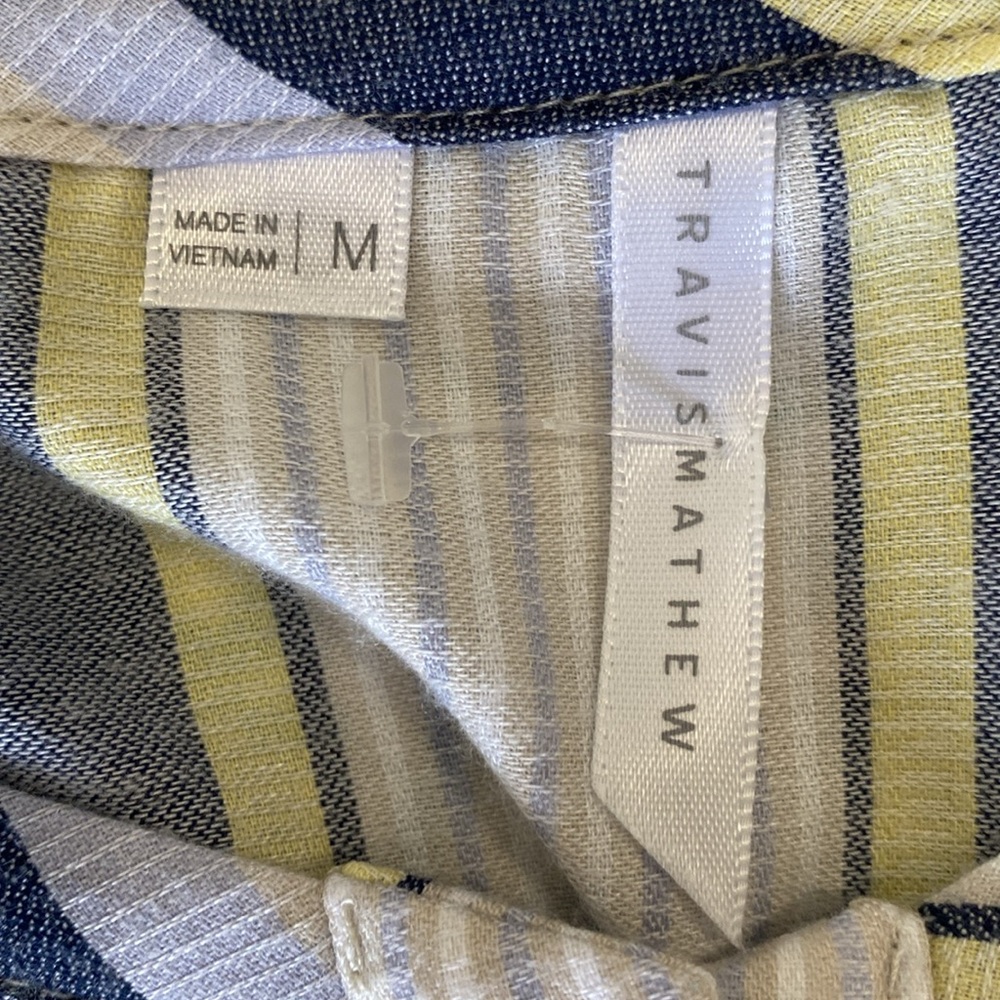 Travis Mathew Lucky Loo Twill Tie Waist Romper Striped - M - Picture 13 of 14